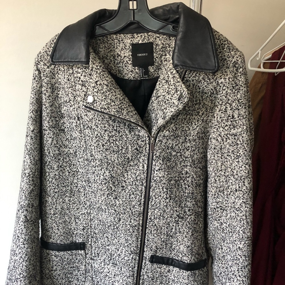 Salt and pepper trench coat